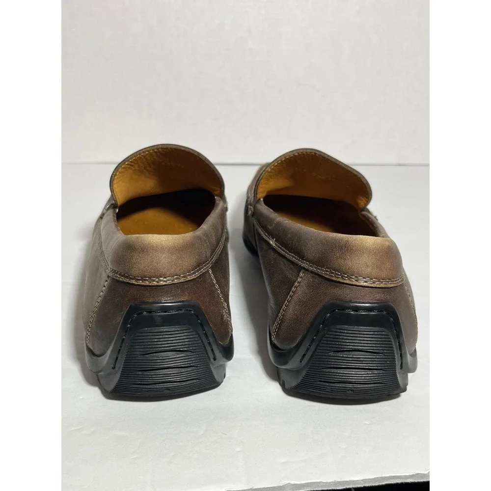 ECCO Mens Brown Leather Handsewn Loafers Slip On Driving Shoes Size 43 9 9.5